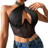 Damestanks zomer criss kruis halter tanktops dames mouwloze uitsparing sexy crop club slijtage streetwear