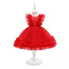 Kız Elbiseler Tatlı Bebek Kız Beading Tutu Elbise Toddler Ruffles Prenses 1. Doğum Giyim Çocuk Moda Yaz Vestido