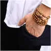 Beaded 108 X0.8Cm Prayer Beads Tibetan Buddhist Mala Buddha Bracelet Rosary Wooden Bangle Jewelry Drop Delivery 202 Dhylw