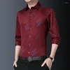 Mäns casual skjortor Fashion Print Mens 2023 Lång ärm Slim Fit Business Shirt Turn-Down Collar Social Office Work Men