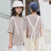 T-shirts Kids Boys and Girls Casual T-Shirt Summer Stripe Tees Fashion Children Cotton Tops #6817 230327