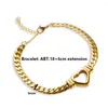 Charm Bracelets ZMFashion Stainless Steel Love Heart Shape Bracelet Gold Plated For Women Girl Men Trendy Luxury Gift Simple Elegant Jewelry