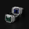 Band Rings Men's Fashion 925 Silver Color Ring Luxury Domineering Green Gemstone Ring Wedding Engagement Ring Party Syckel Storlek 613 Z0327