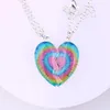 Chains 2Pcs/Set Friends Love Couple Pendant Necklace Colorful Broken Heart BFF Good Friendship Jewelry GiftChains