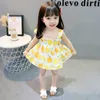 Vestidos de niña Vestidos para niños con estampado de limón Vestido de verano para niña pequeña Vestido de algodón sin mangas para recién nacido Vestido de fiesta de princesa Ropa informal para bebé