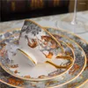 Обеденные наборы наборы джунглей животные тисненные керамические обеденные тарелки круглый фарфоровая тарелка европейская домашняя вечеринка свадебная декор.