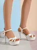 Sandalen Dame Offene Peep Toe Plattform Block High Heels Solide Sommer Solide Mode Party Stiletto Ferse Frauen Sandalen Größe 41 Z0325