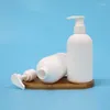 Förvaringsflaskor 250 ml tom HDPE Vit rund schampo dusch gel påfyllningsbar plastflaska lotion pump bärbar kosmetisk förpackningsbehållare