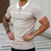 Polo da uomo T-shirt da uomo Moda Casual Uomo Abbigliamento Colletto rovesciato Fondo a blocchi di colore Camicia Estate Sport Fitness Manica corta