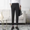 Męskie spodnie Mężczyźni nie żelazne sukienki z materiału Slim Pronta czarna morela ciemnoszare Casual Suit Pants Męskie Biznes Business Pants 230327