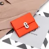 Wallets Luxury Fashion Women Short Wallet Perfect Folded Korea Genuine Leather Female Card Holder Purse 2023 Design Lock Lady Money Bag G230327