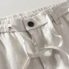 Shorts pour hommes 100% lin Shorts d'été pour hommes décontracté solide gris mode Boardshorts mâle classique cordon Shorts vêtements 230327