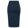 Skirts Kate Kasin Women's Skirt Elastic High Waist Bow Tie Knee Length Stretch Bodycon Pencil Skirts with Slit office Lady Workwear A30 230327