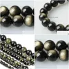 Stone Fctory Price Natural Gold Obsidian Round Loose Beads 16 Strand 6 8 10 12 Mm Pick Size For Jewelry Making Diy Drop Deliver Dhs5U