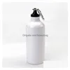 Sublimazione Blanks 600Ml White Blank Water Bottle Heat Press Bottiglie sportive in alluminio Boccetta con moschettone Drop Delivery 20 Dhico