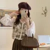 Women's Knits Autumn Crochet Cardigan For Women Chiffon Puff Long Sleeve Hollow Out Knit Floral Button Up Loose Blouse Jacket Coat