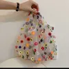 Strandväskor Net Red Transparent Mesh Flower Bag Japanese and Korean Lovely Brodery Fairy Hand Shopping Student Simple Beach 230327