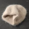 Beanies Fur Winter Hat For Women Sequins Knitted Female Girl Fasion Solid Bonnet Thick Warm Soft Cashmere Wool Cap