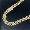 Anhänger Halsketten Pass Diamond Tester Iced Out 15 mm 4 Reihen 925 Silber 14 Karat Echtgold vergoldet VVS1 Moissanit Cuban Link Chain Halskette Männer