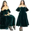 Parti Elbiseleri Tasarım Koyu Yeşil Kokteyl 2023 Sweetheart Velvet Prom Kısa Kollu Vestido de Festa Kaftan Resmi Akşam