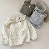 Kinderen shirts Koreaanse stijl lente herfst baby meisje turndown kraag lange mouwen lange mouwen bloemen blouses geboren kleding e28008 230327