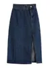 Röcke REALEFT Womens Midi Denim Spring Side Split High Wasit Jeans Straight Female Aline Bleistift Sommer 230327
