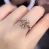 Pierścienie klastra Dobra biżuteria 925 STERLING SREBRNY WESPÓŁ Z Naturalnym Kamieniem Luksusowy Piękny Orange Sapphire Wsparcie Pierścienia