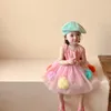 Mädchen Kleider Mode Kleinkind Baby Mädchen Pom Tüll Prinzessin Kleid Für Kinder Schöne Ärmellose Candy Farbe Sommerkleid Geburtstag