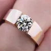 Bandringar Rose Golden Zircon Lover Rings for Women Men Silvery smycken Ring kvinnliga bröllopsringar för par Punk Fashion Ring Men Lady New Z0327