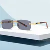 Designer Men's and Women's Beach Couple Sunglasses 20% Off Frameless personality leg plate foot small box optical glasses