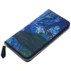 Brieftaschen Van Gogh Die Sternennacht Designer Marke Frauen Brieftaschen langen reißverschluss Leder Geldbörse Damen Clutch Wallet Gedruckt G230327