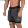 Men's Shorts Running shorts men summer 2 in 1 sports fitness shorts mens gym fitness and quick-drying sport shorts training short male W0327