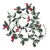Dekoratif Çiçekler Yapay Holly Yaprak Vine Noel Rattan Berry Çiçek Diy Çelenk Çelenat Ev Asma Süsleme Parti Noel Dekor