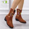 Buty Rzym Chunky Women Buty Mid Calf Gladiator Chelsea Buty 2022 Nowy trend zimowe buty gotowe Kobiety Kobiety śniegowe pompki 1202