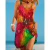 Casual jurken dames een lijn jurk korte tie-dye mini mouwloze bloemenprint lente zomer halter halter nek elegant gewaad sexy