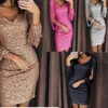 Casual Dresses Elegant Bodycon Women Dress High Waist Rose Gold Sexy Club Sequin Ladies V-neck Evening Mini Party Vestidos 13526