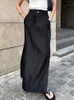 스커트 타락한 검은 스커트 여성 가을 ​​스트리트웨어 하이 허리가있는 연필 긴 스커트 드레스 펨메 캐주얼 스플릿 빈티지 실크 스커트 230327