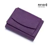 Wallets Women Lychee Pattern Short Design Genuine Cow Leather Mini Purses Coins Cards Holders Wallets Gifts G230327