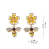 Boucles d'oreilles à dos GRACE JUN, en émail, en forme de fleur d'abeille, à Clip et percé pour femmes, breloque à la mode, 2023