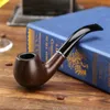 Smoking Pipes Smoking 5533 pipa entry-level in resina di legno di gomma con pot in metallo e stelo corto curvo simile al legno