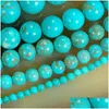 Stone 8Mm One Strand Blue Natural Turquoises Loose Jewelry Beads Pick Size 4 6 8 10 12 14Mm Diy Crafts Drop Delivery 202 Dhgts