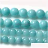 Stone 8mm Factory Cena Naturalna Aqua Amazonite okrągłe luźne koraliki 16 Strand 4 6 8 10 12 mm Rozmiar wyboru do robienia biżuterii Drop dhvzs