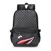 2022 new Korean plaid pu backpack splash-proof large-capacity computer bag schoolbag trend leisure backpack 230411