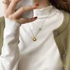 T-shirt da donna Seoulish Autunno Inverno T-shirt addensate da donna Solido manica lunga Velluto Basic Casual Donna Maglieria Chic Top 2023