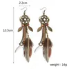 Ethnic Tribe Long Earrings For Women Vintage Hollow Round Rope Wrap Leaf Horn Chain Handmade Bohemian Feather Jewelry Earrings