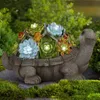 7 LED Lights Solar Turtle Succulent Decorative Figurines Garden Ornament Unique Housewarming Gifts Home Decoration Accessories 230327