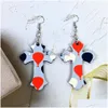 Sublimation Blanks Blank Cross Earrings Sublimatable Mdf White Heat Transfer Wire Hooks Earring For Jewelry Making Dhfco