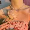 Naszyjniki z koralikami Shangzhihua Koreańska moda fioletowe serce kryształowy naszyjnik dla kobiet elegancka planeta wisiorek prezenty biżuterii 230325