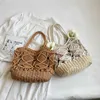 Beach Bags 2023 New Fashion Cotton Hollow Knitted Handbag Casual Sen Shoulder 230327