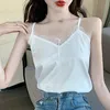 Camisoles Tanks Shintimes Haut Femme Summer Tops V-ringning Lace Tank Top Women Clothes White Cami Camisole Satin Silk Vest Woman Ropa Mujer 230327